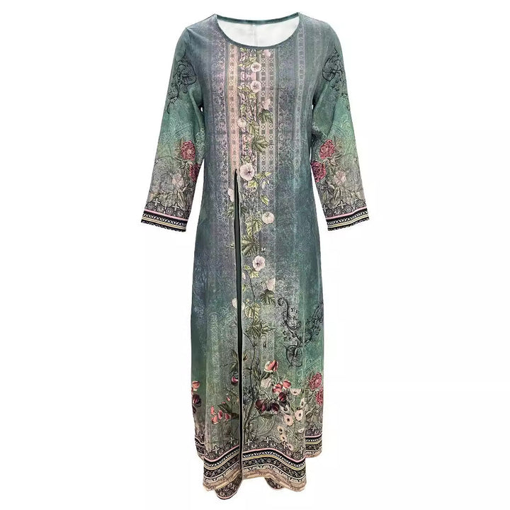 Chic women's green floral wide-leg jumpsuit, offering comfort and style for any elegant party or event.