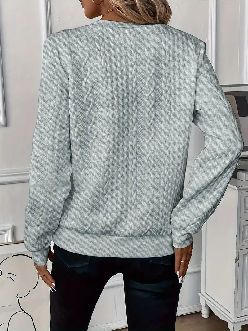 Long sleeve elegant half-zip top, women's versatile knit sweater for comfort.
