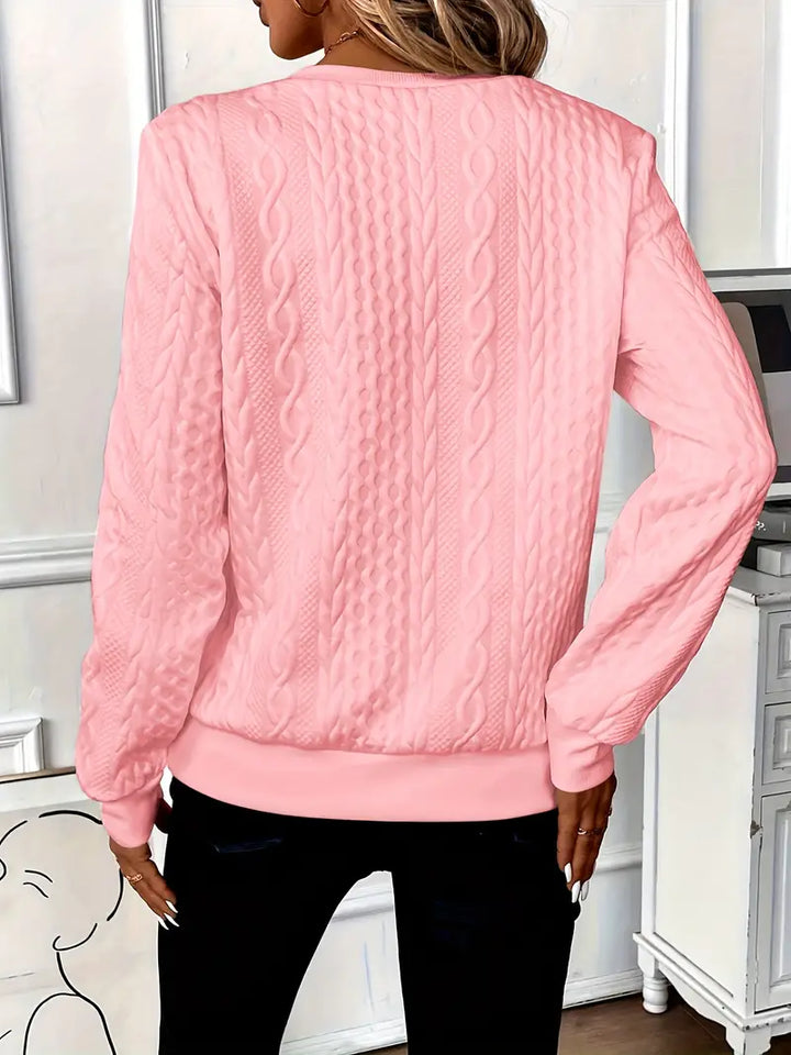 Chic half-zip women's sweater, comfortable fall winter fashion statement.