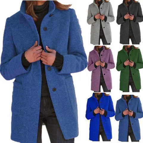 Women's elegant long coat, timeless style for business casual or everyday fashion. Comfortable outerwear.