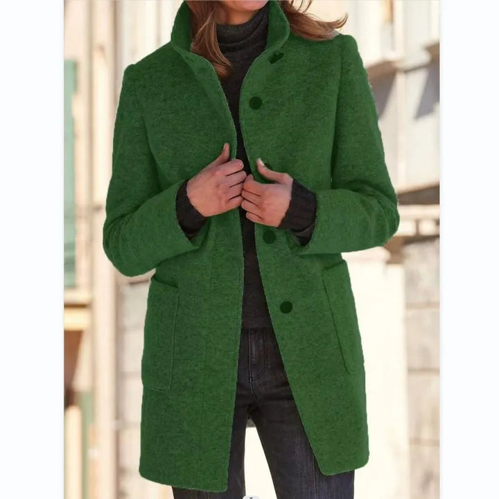 Versatile women's elegant long coat, perfect outerwear for fall & winter. Timeless style, comfortable fit.
