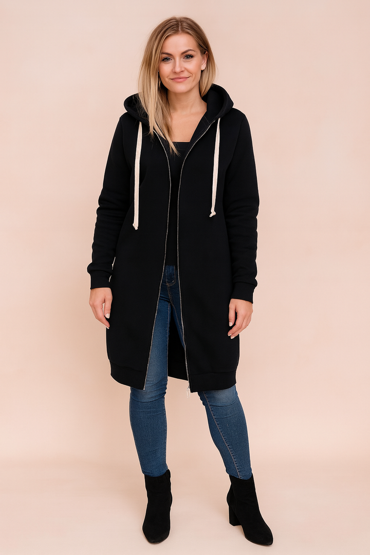 Women's elegant long knit sweater, cozy & soft for everyday comfort.