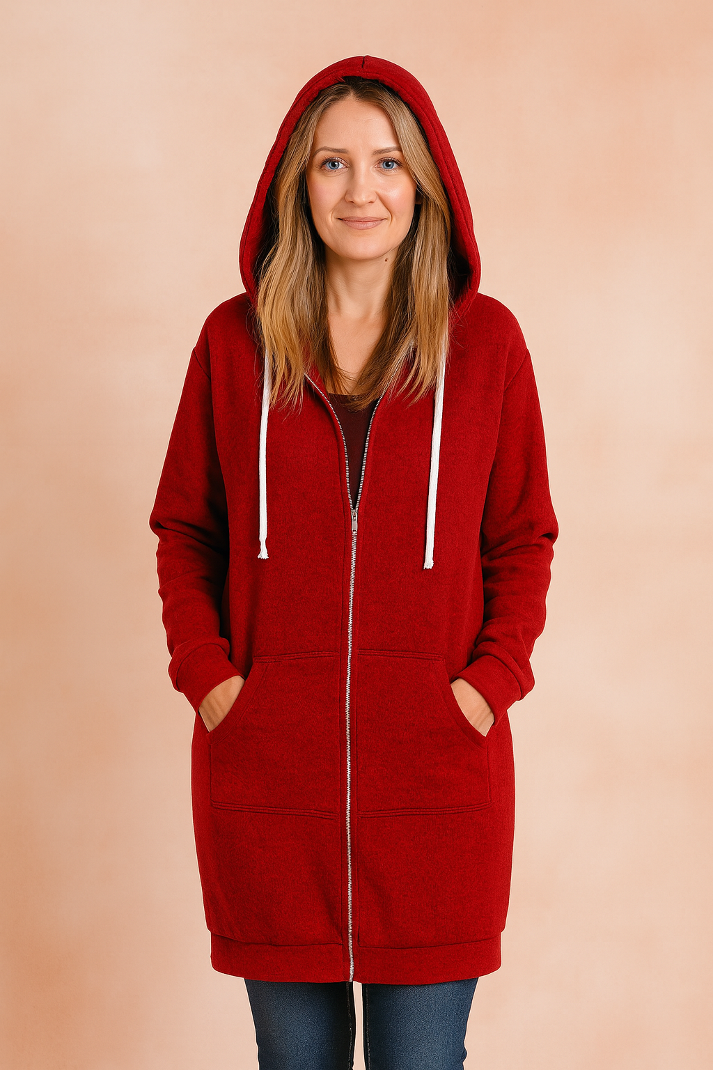 Soft knit women's long pullover, relaxed fit for cozy and chic everyday style.