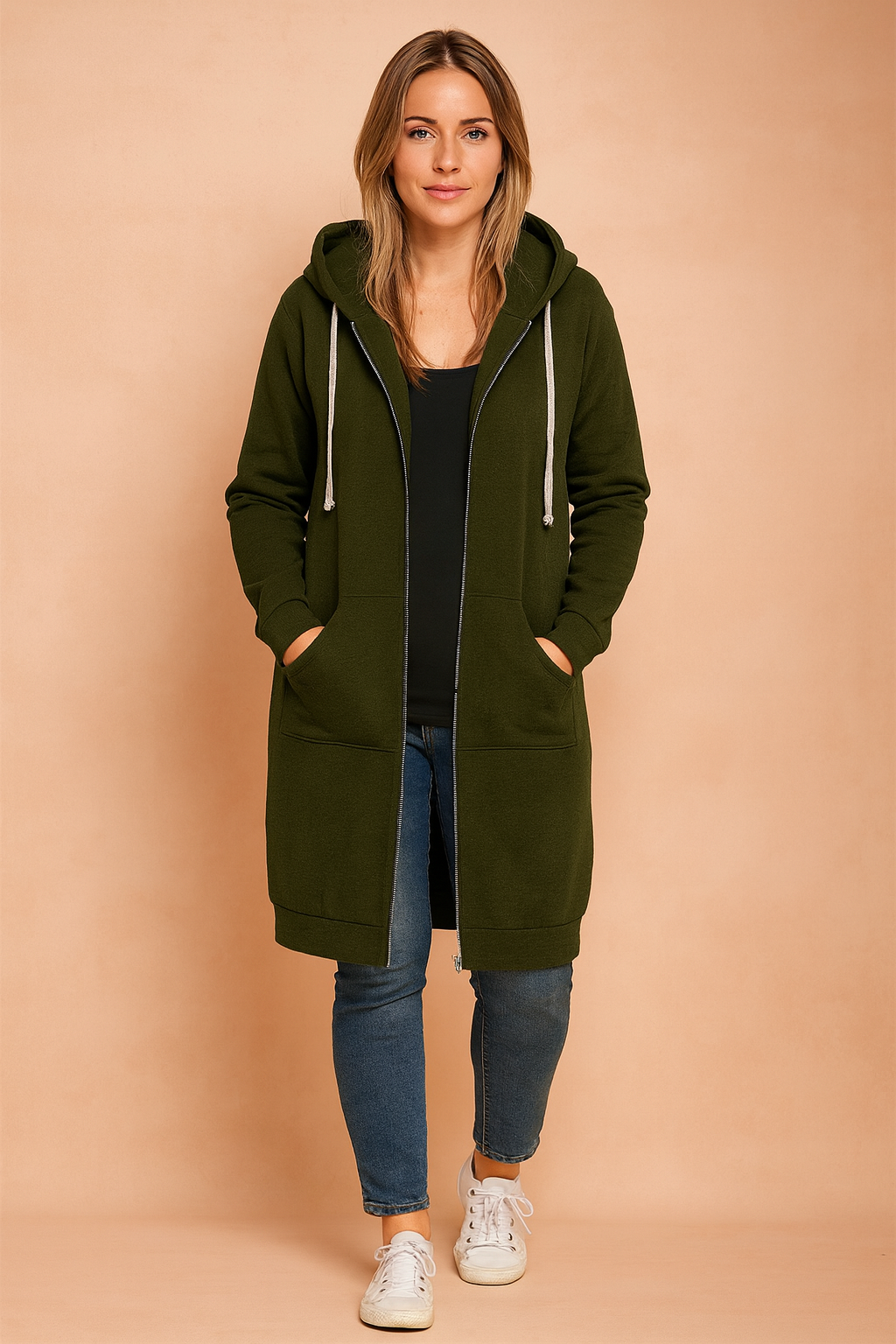 Versatile women's long sweater, elegant yet casual for any outfit.