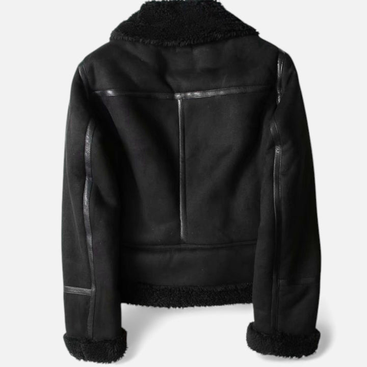Embrace fall fashion with this elegant women's moto-style lapel jacket. Chic and comfortable outerwear.