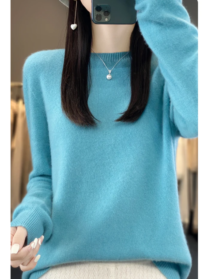 Elegant women's round neck top, a soft knit pullover for comfortable, chic fashion.