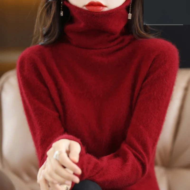 Soft knit women's turtleneck, an elegant and warm pullover for winter fashion.
