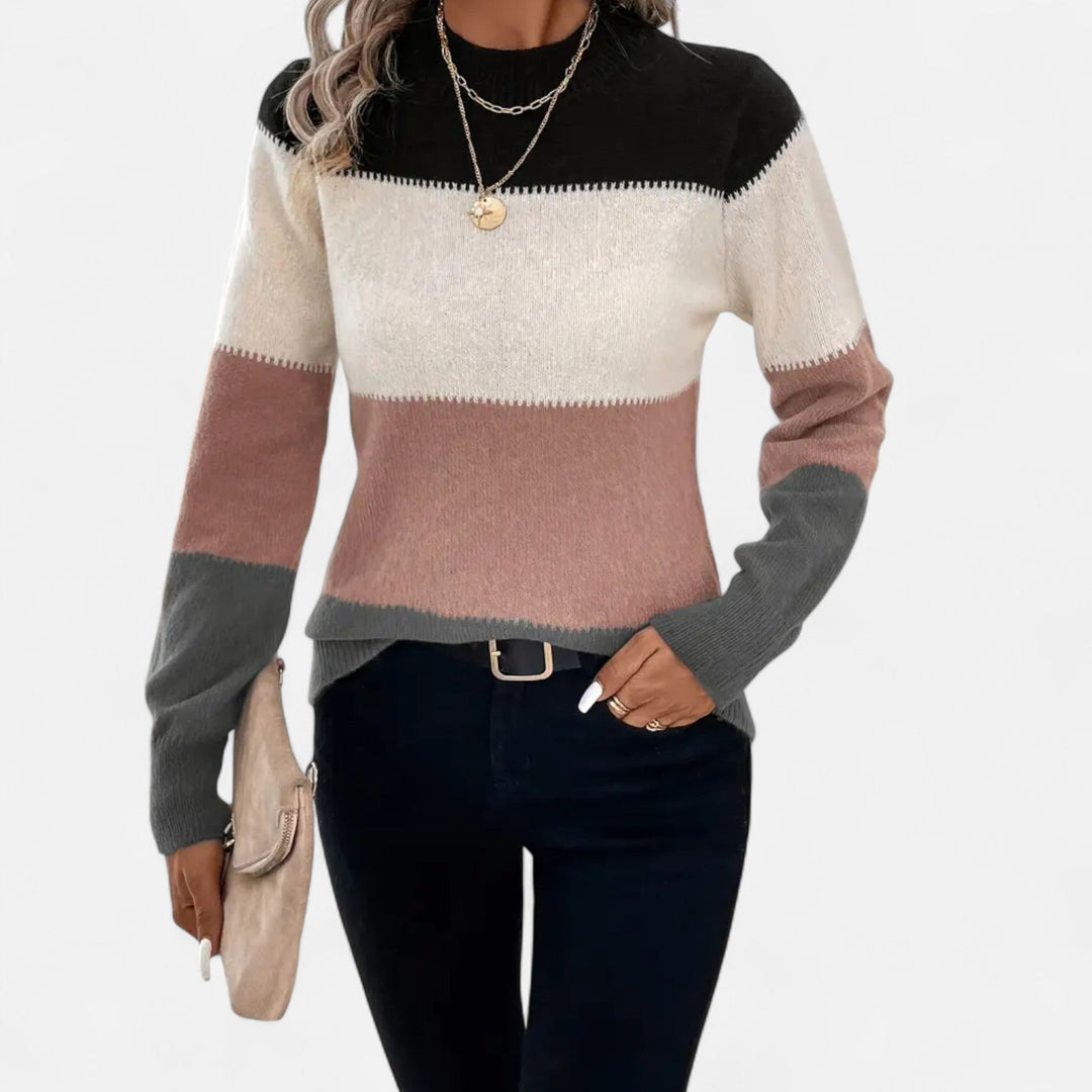 All-season women's striped crew neck pullover, a versatile and elegant wardrobe essential.