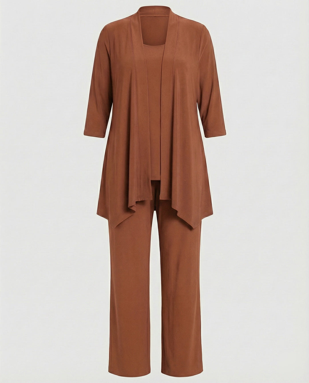 Elegant women's three-piece suit; perfect professional clothing for smart casual office wear or formal occasions.