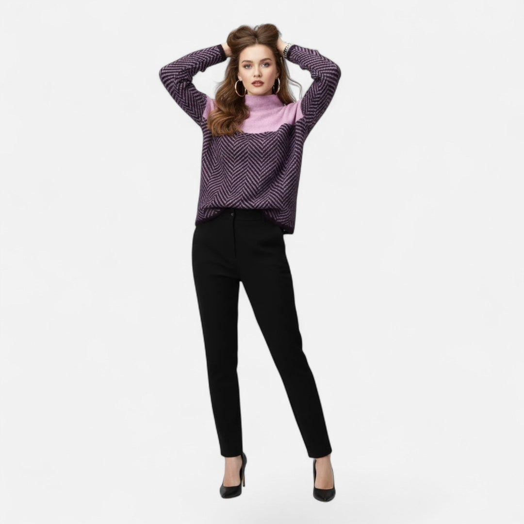 Women's elegant & cozy turtleneck knit sweater, a versatile long sleeve top for sophisticated fall wear.