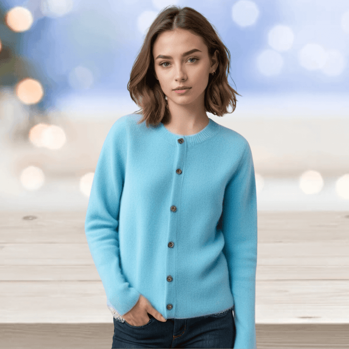 Women's comfortable V-neck cardigan, an all-season knit sweater for elegant layering.