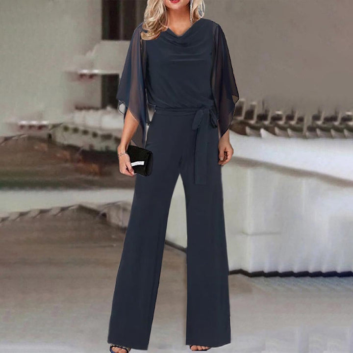 Elegant evening wide-leg jumpsuit for women, perfect for special occasions. Features a stylish lace-up waist.