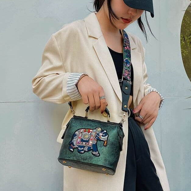 Elegant yet casual embroidered mandala shoulder bag, lightweight bohemian women's handbag.