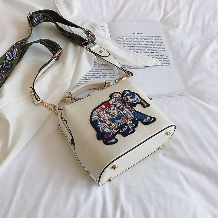 Unique embroidered mandala shoulder bag, lightweight & soft bohemian women's crossbody purse.