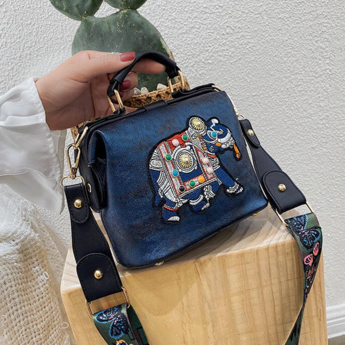 Bohemian embroidered mandala shoulder bag, versatile women's crossbody & lightweight handbag.