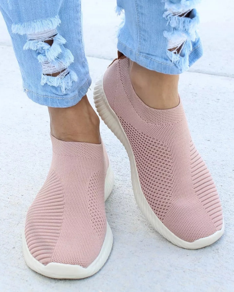 Lightweight slip-on knit running shoes for women, providing ultimate comfort and flexibility