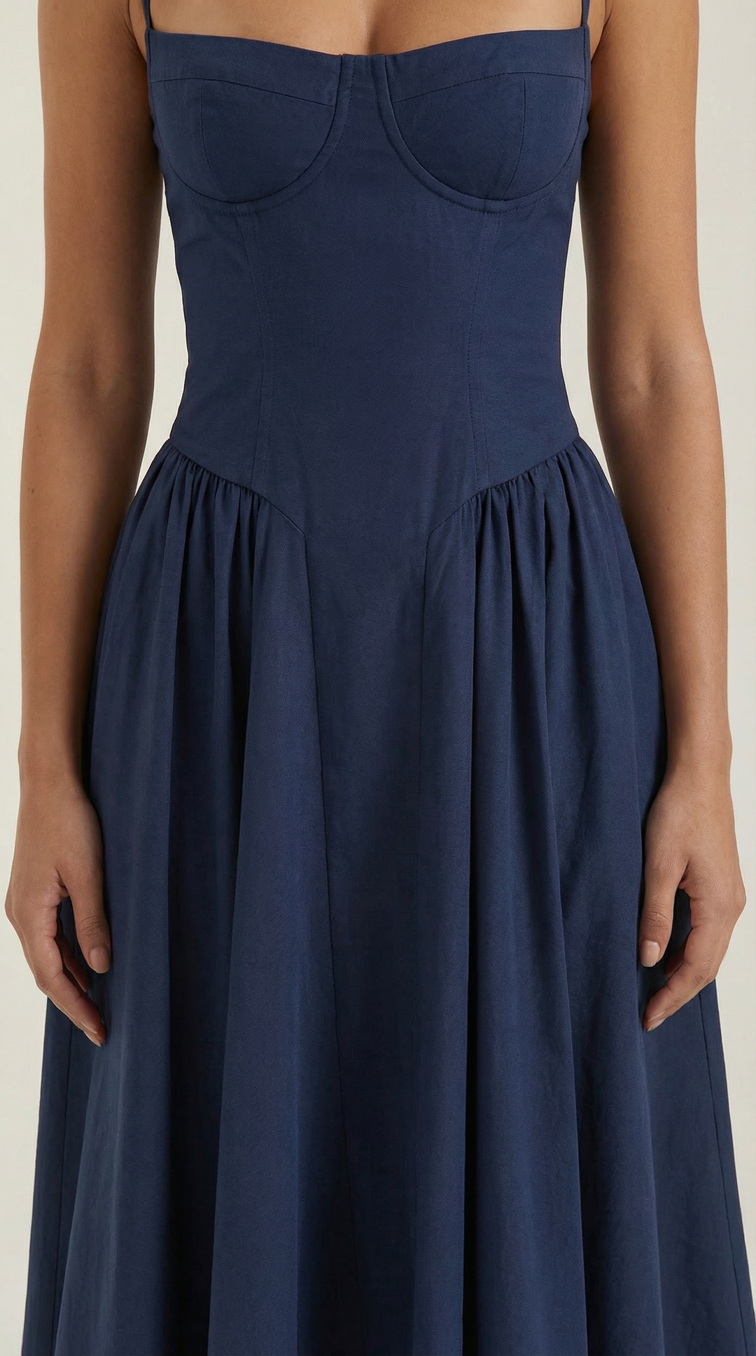 Elegant women's floral midi dress with a corset and stunning sweetheart neckline.