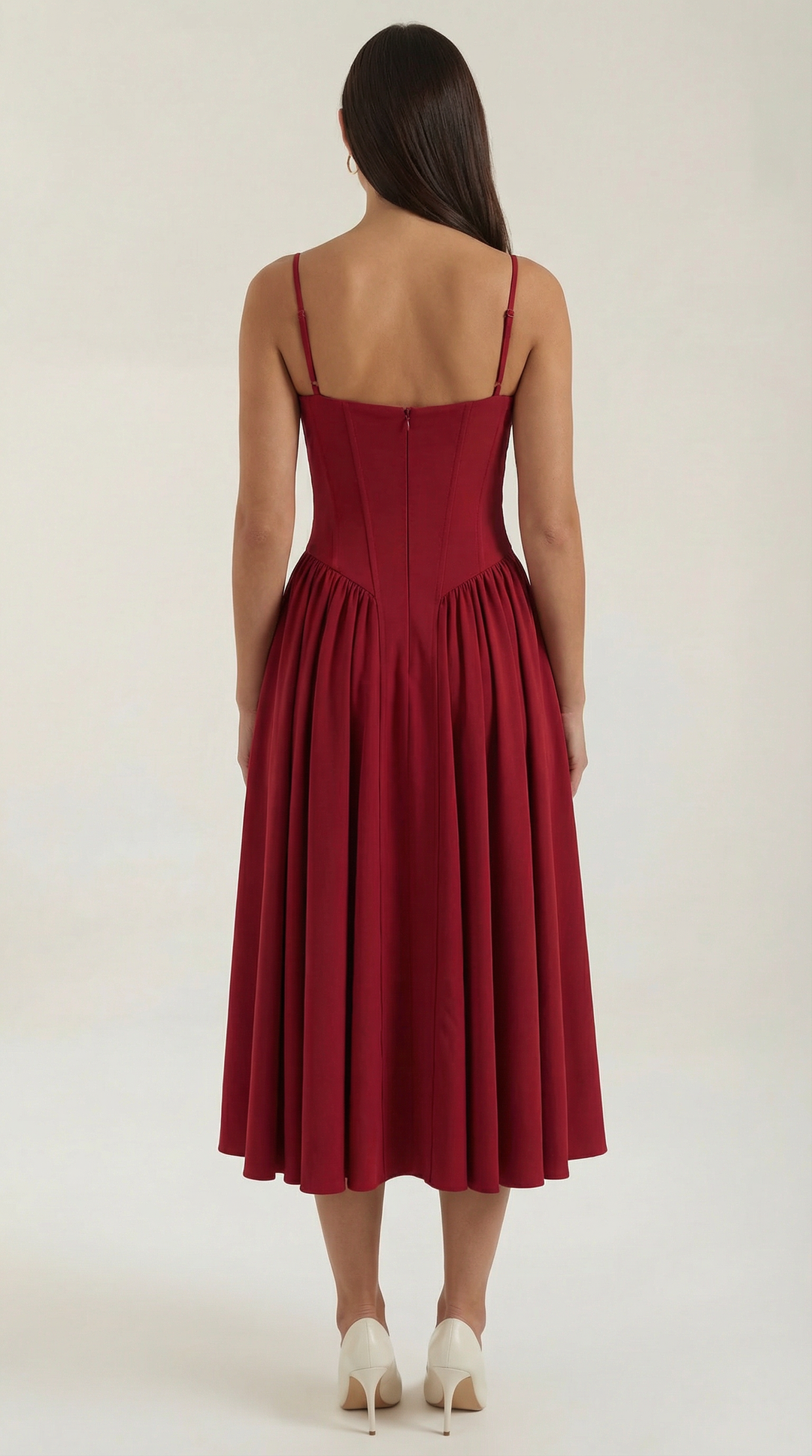 Party-perfect floral midi dress, women's, with corset detail & sweetheart neckline.