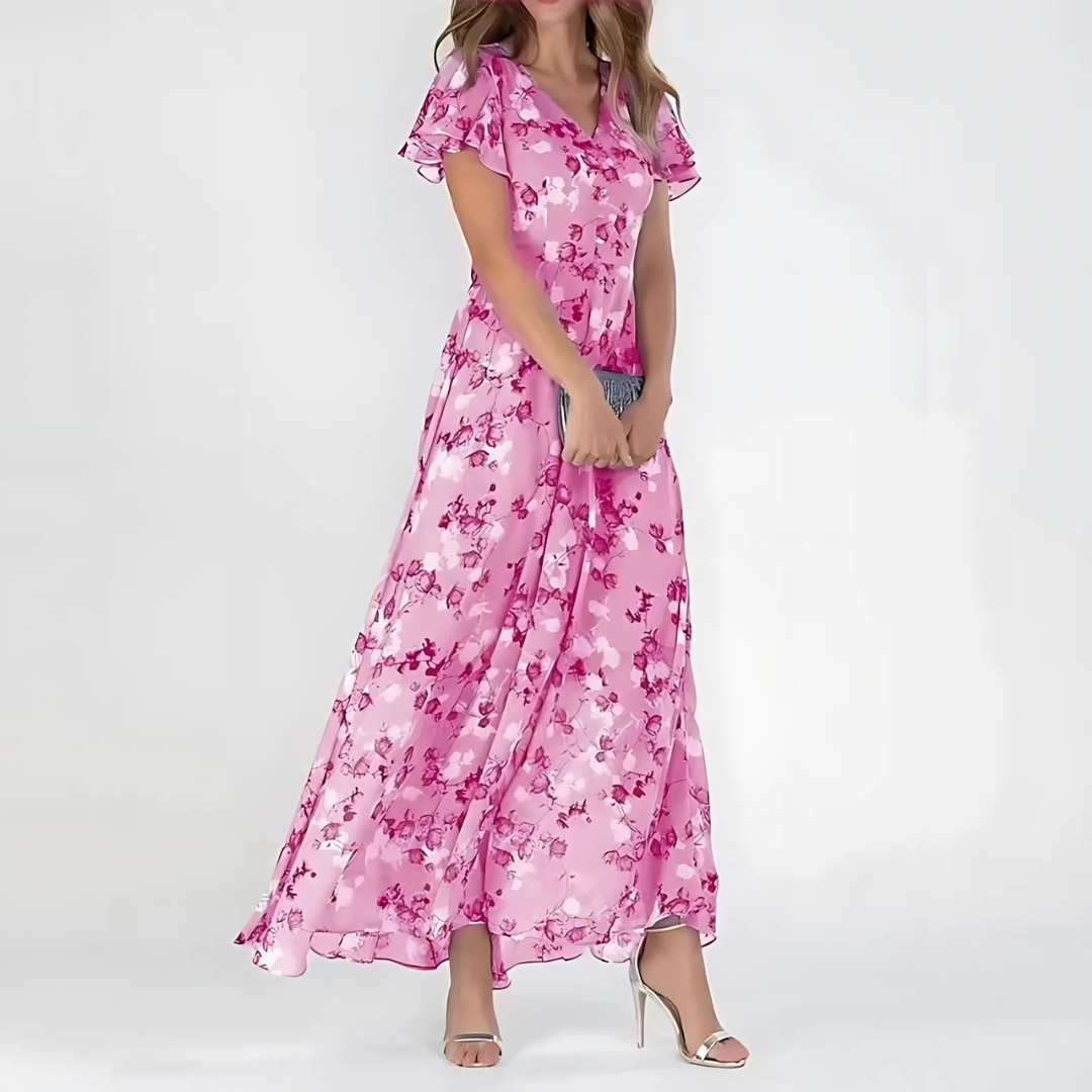 Casual floral print midi summer dress for women, tummy control design, suitable for any event