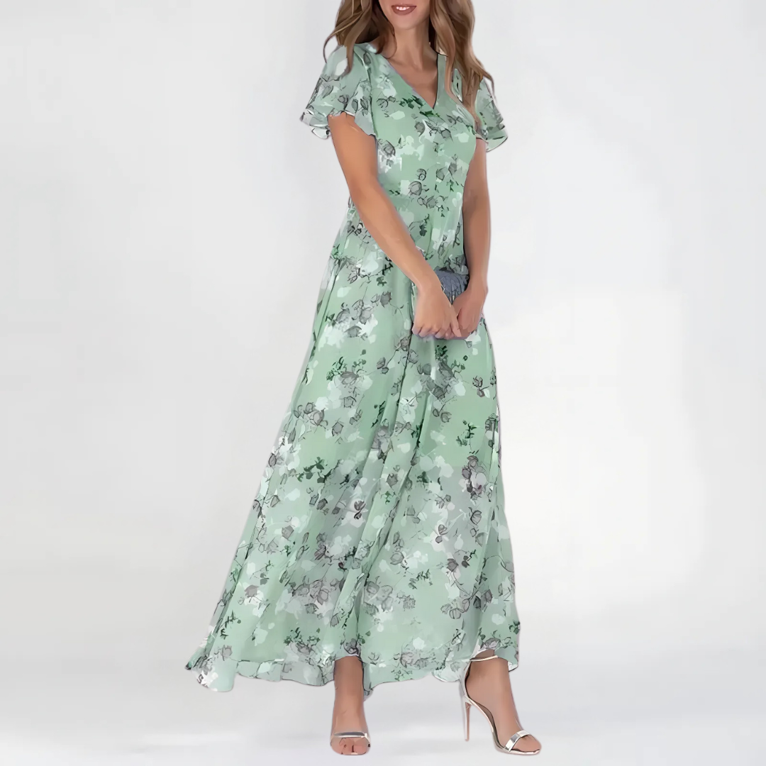 Stylish women's floral elegance summer dress, comfortable and elegant, great for parties and spring