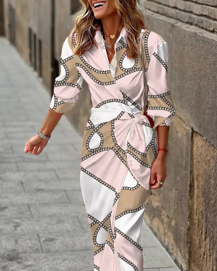 Fashionable women's floral rayon wrap dress with a collared neckline, new for summer.
