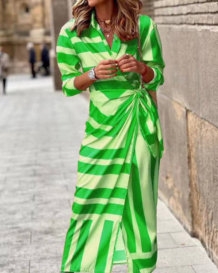 Stylish women's collared wrap dress in soft rayon with an all-over floral print.