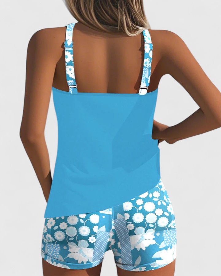 Stylish women's floral tankini set, perfect for resort swim