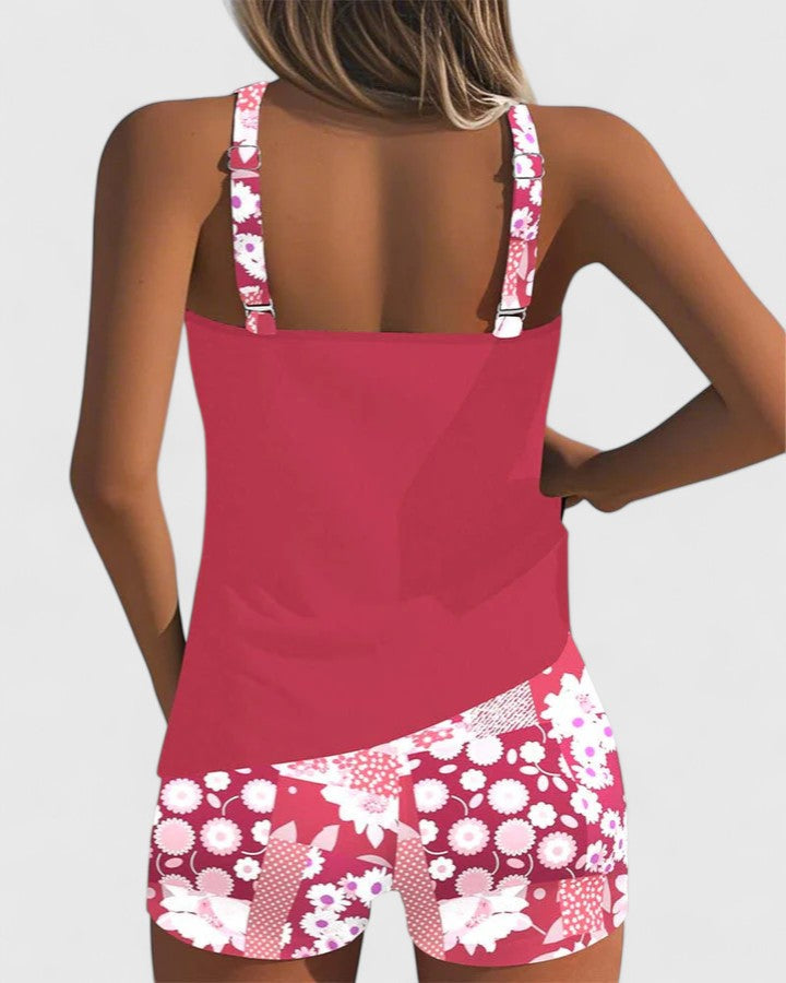 Comfortable women's floral print tankini for swim and beach fun