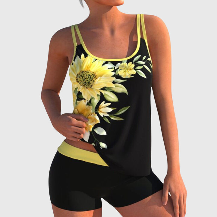 Womenswear floral two-piece swimsuit, perfect beachwear for a summer vacation. Comfortable swimwear.