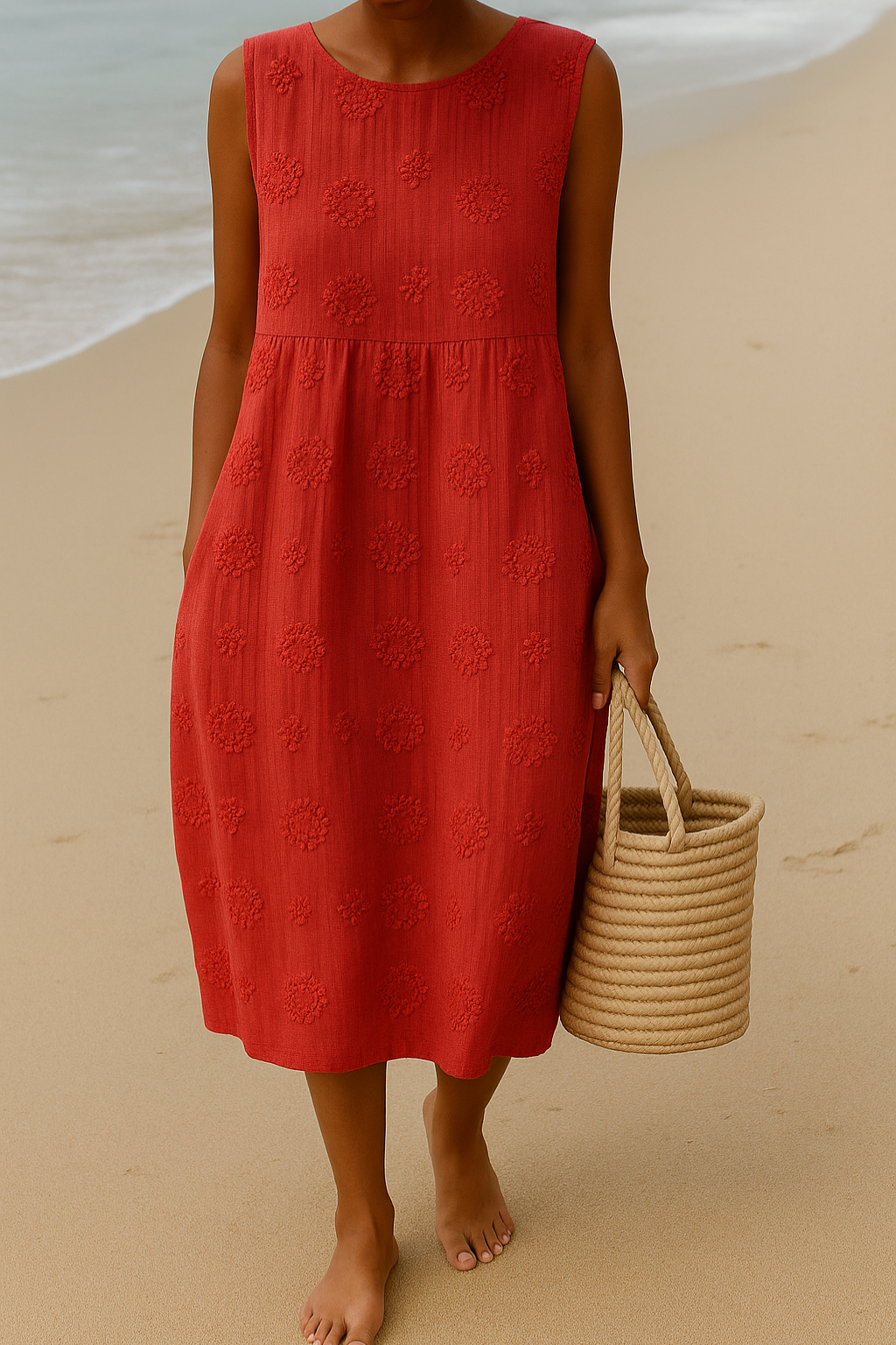 Elegant women's sleeveless maxi dress with vibrant floral print, suitable for casual summer wear