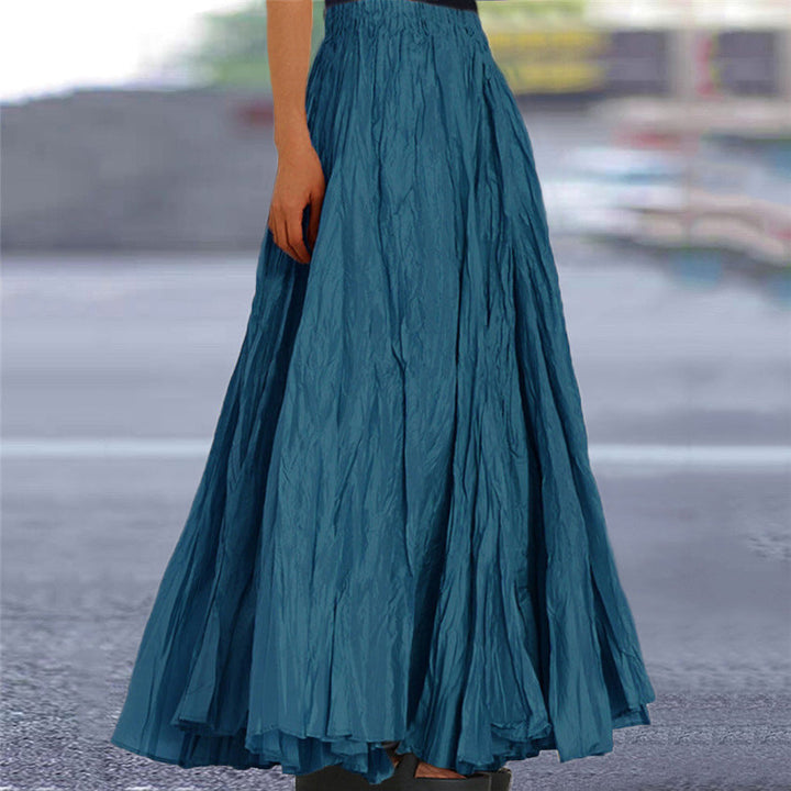 Pink casual flowy maxi skirt with an elastic waist, a must-have for women's daily fashion.