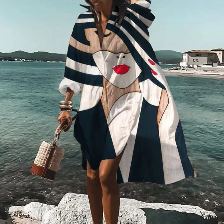 Flowy printed midi shirtdress for women, a comfortable and chic vacation option