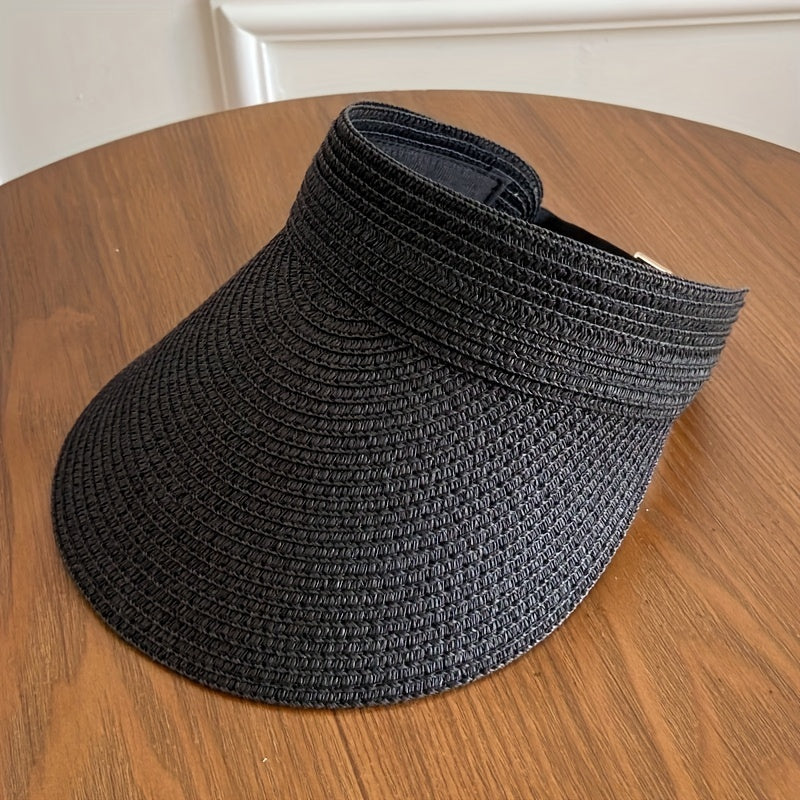 Women's wide brim beach visor, foldable and lightweight, ensuring great sun protection for summer adventures.