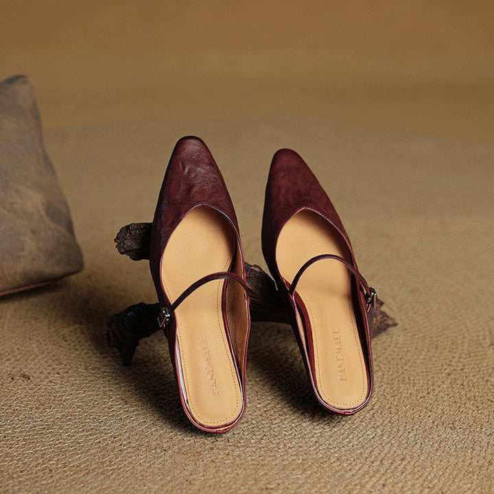 Everyday elegant slip-on mules for women, genuine leather provides durability