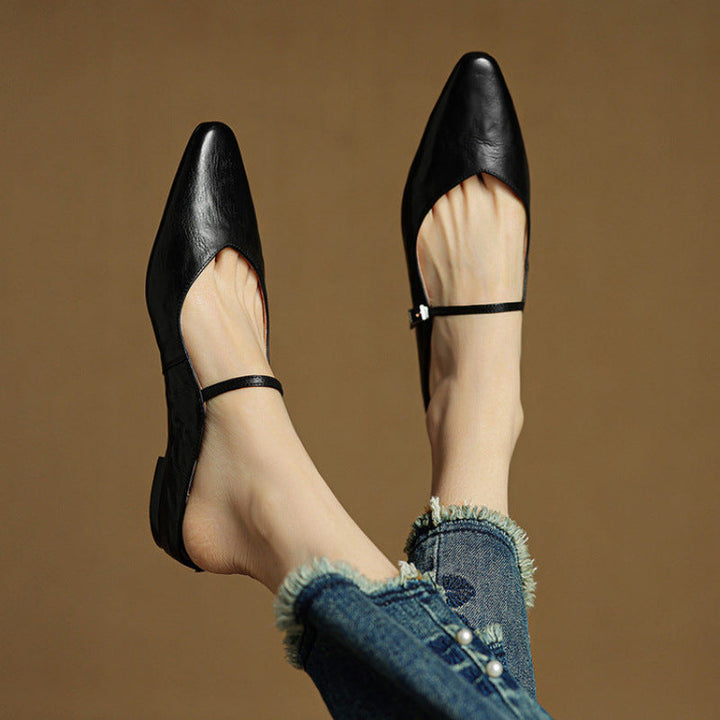 Fashionable women's leather mules, slip-on style offers casual sophistication