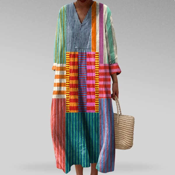 Women's geometric print summer midi dress, casual and comfortable for all seasons, in a trendy pattern