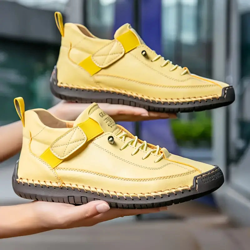 Side profile of a women's comfort shoe, emphasizing the ergonomic design and arch support