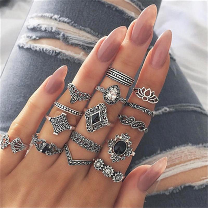 Modern stackable silver ring set, handmade for women. Unique artisan-crafted jewelry design.