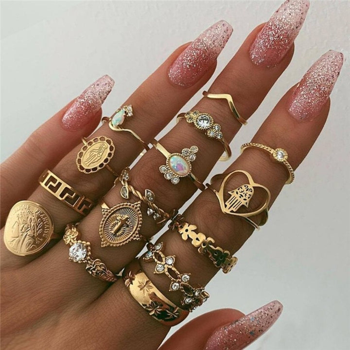 Women's unique silver ring set, stackable handmade designs. Elegant and versatile fashion rings.