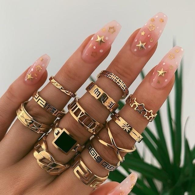 Unique stackable silver ring set for women, handcrafted elegance. Perfect fashion accessory.