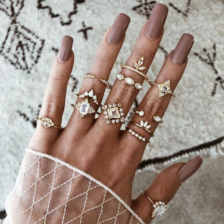 Elegant handmade silver ring set, stackable and unique for women. A timeless fashion accessory.