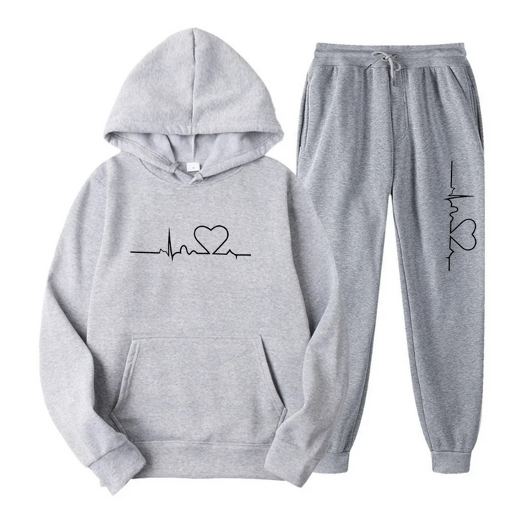 Women's Heartbeat Graphic Lounge Set, relaxed fit hoodie and joggers, casual two-piece loungewear