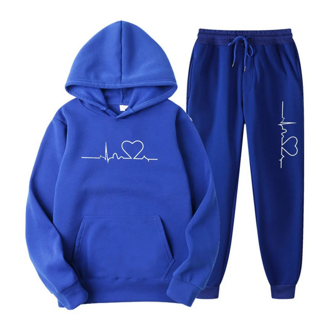 Casual women's two-piece set: relaxed-fit graphic sweatshirt and jogger pants for ultimate comfort