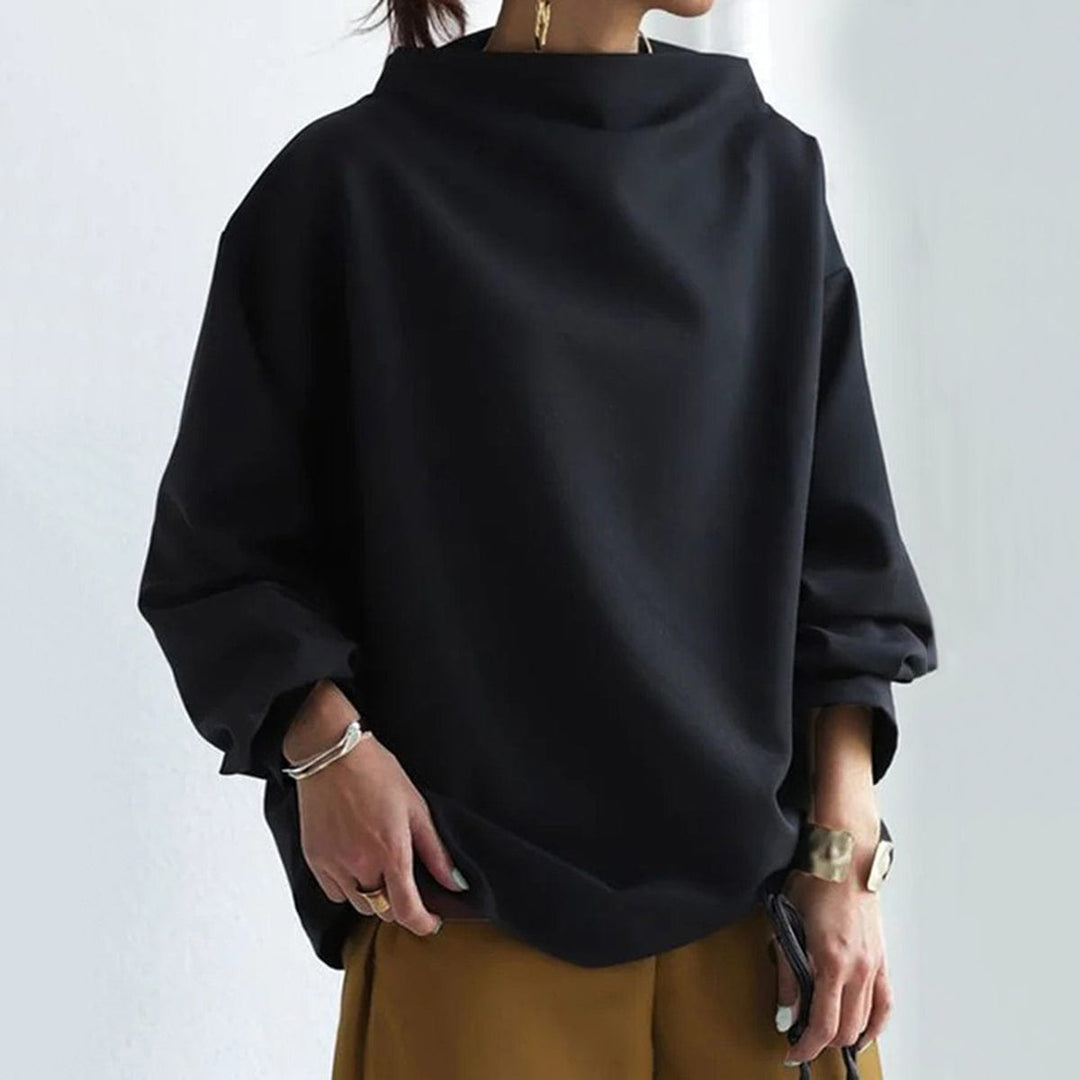 Women's casual long-sleeve high-neck top, a great layering piece for autumn and winter.