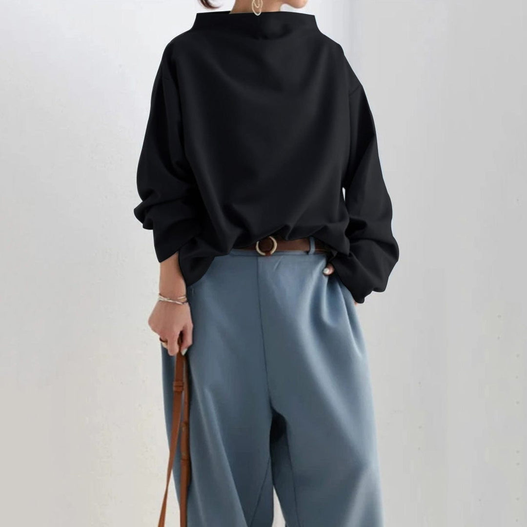Fashionable women's high-neck long-sleeve top, perfect for both professional and casual looks.