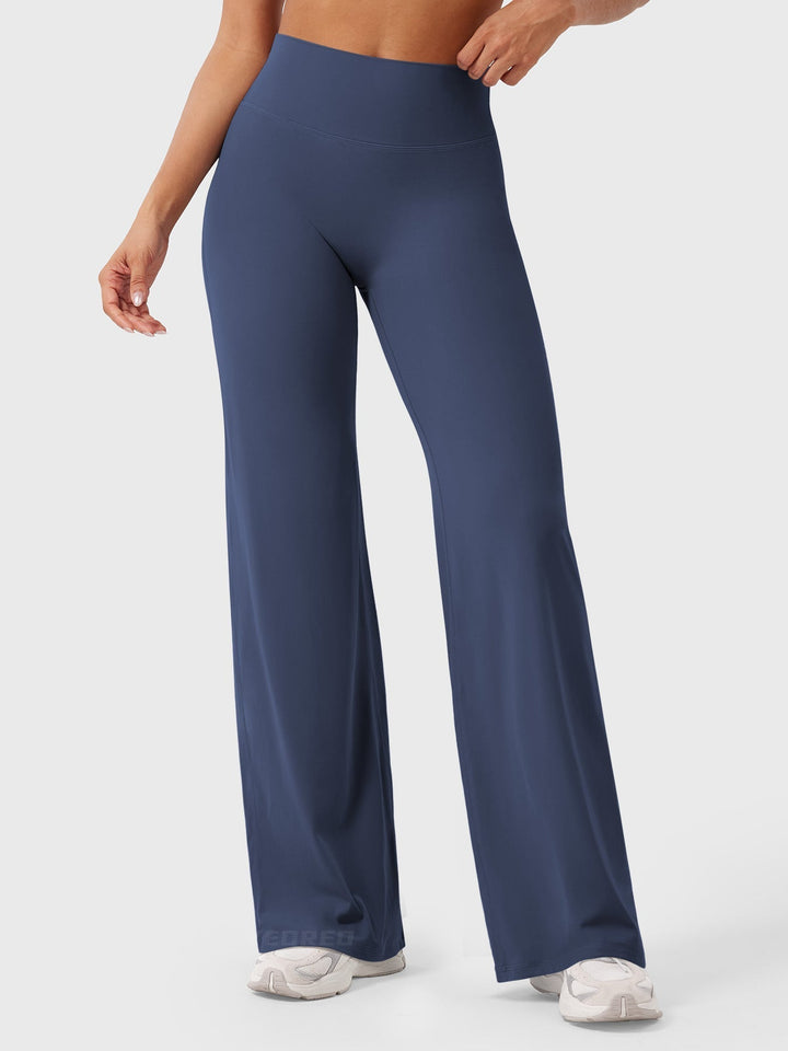 Beige women's high waist flared pants, summer casual, comfortable versatile neutral
