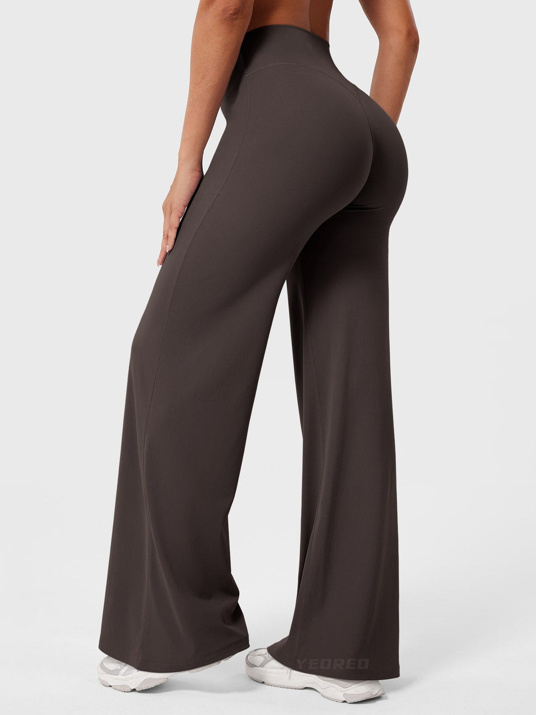 Easy care women's high waist flared pants, summer casual, comfortable versatile washable