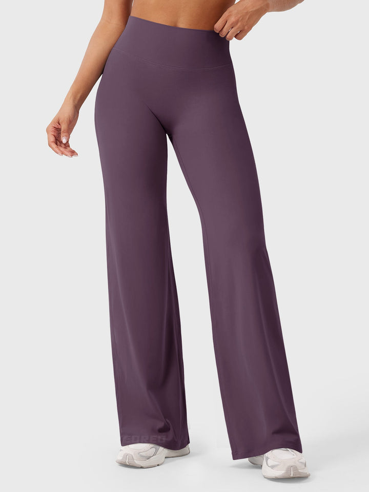 Plain women's high waist flared pants, summer casual, comfortable versatile minimalist look