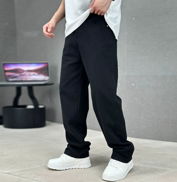 A pair of women's relaxed fit straight leg jeans, showcasing the classic denim and high-waist design.