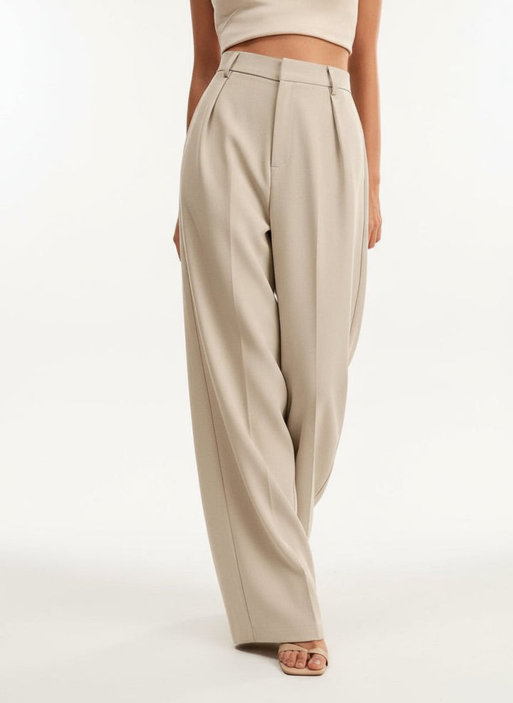 Elegant wide leg tailored trousers, high waisted for women. Perfect for smart office or evening wear.